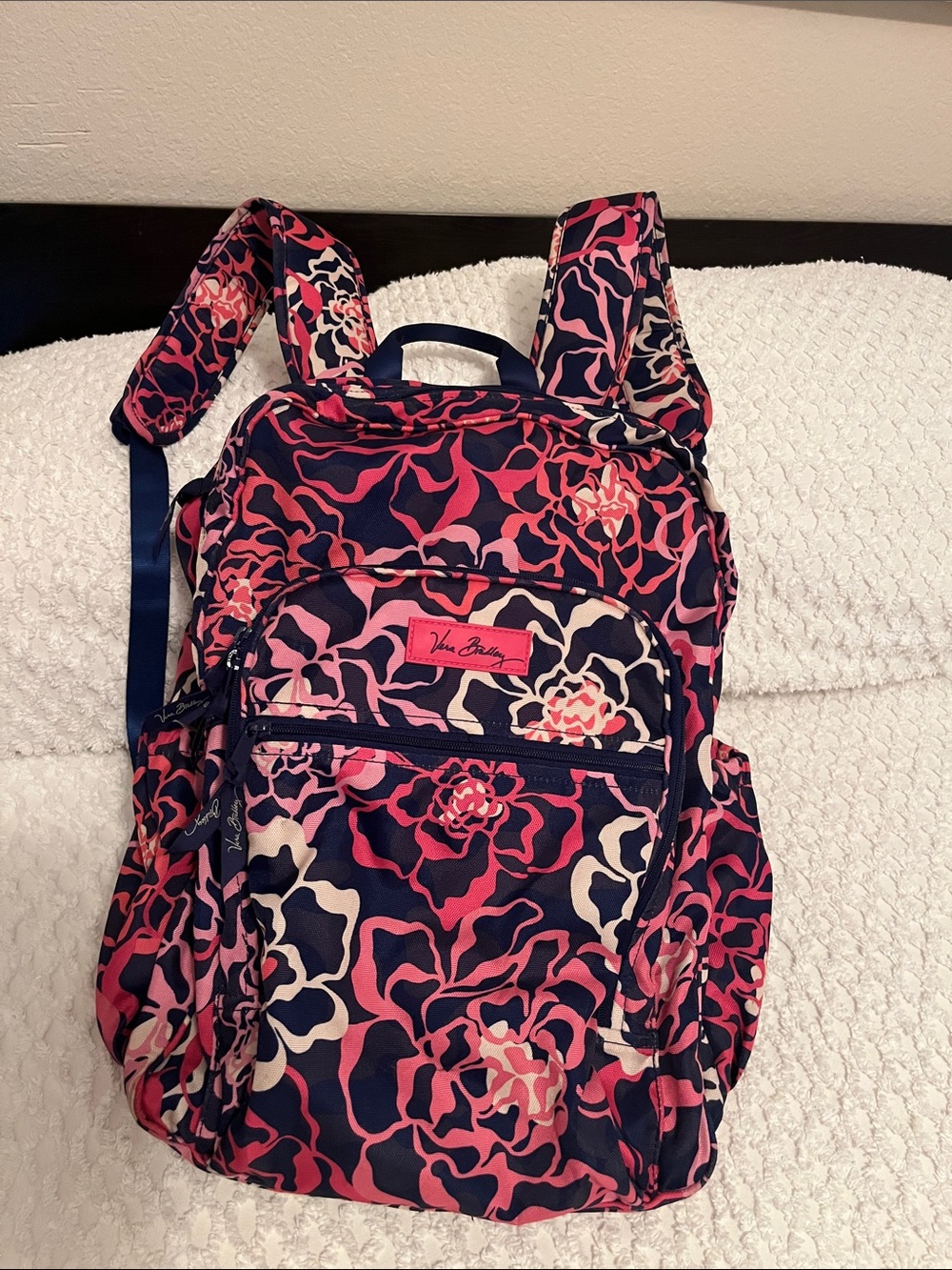 Vera Bradley Navy Pink and Cream Floral Print Backpack